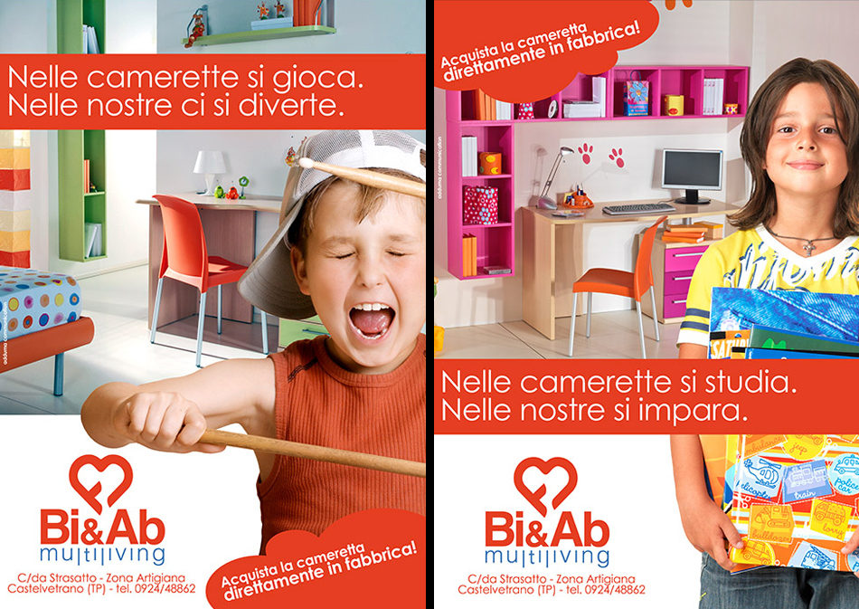 Campagna pubblicitaria Bi&Ab - camerette per bambini